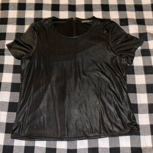 Shimmery, shiny black going out top